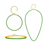 3x GRØNNE Tennis krystal smykker