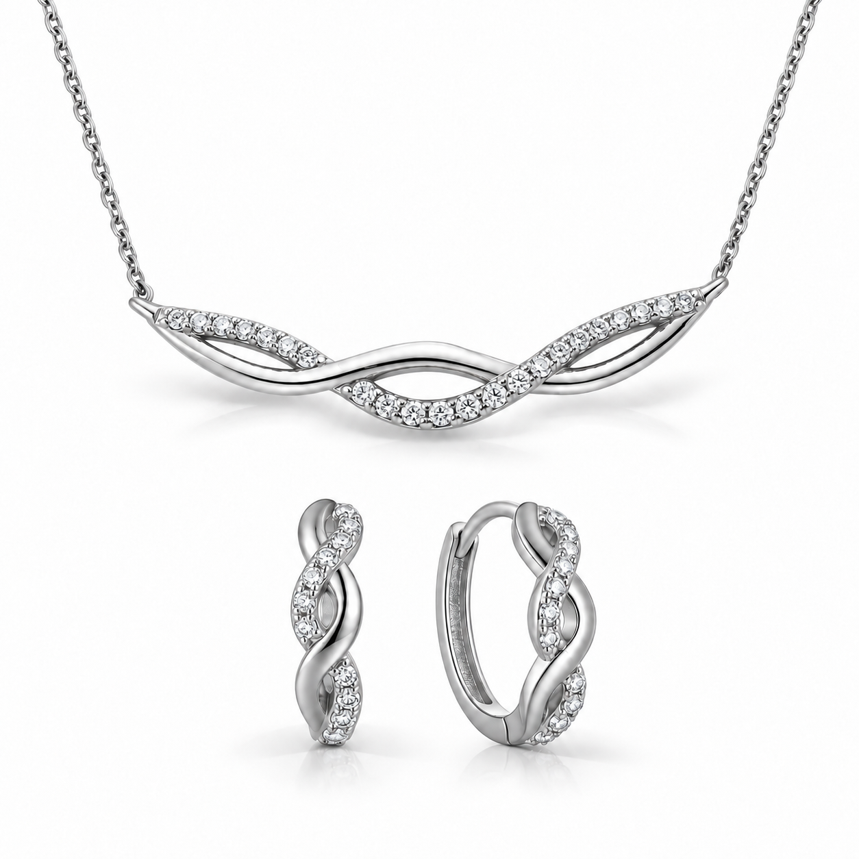 Infinity Krystal Smykkesæt – Halskæde & Hoops