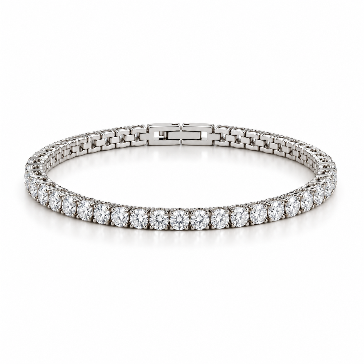 Tennis Prestige armbånd 4 mm i sølv med klare krystaller