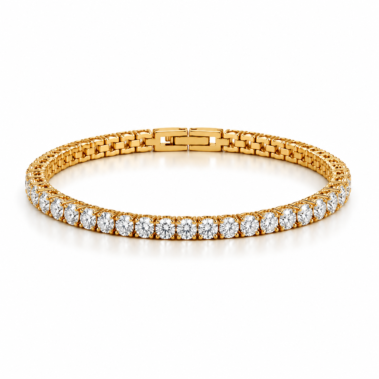 Tennis Prestige armbånd 4 mm i guld med klare krystaller
